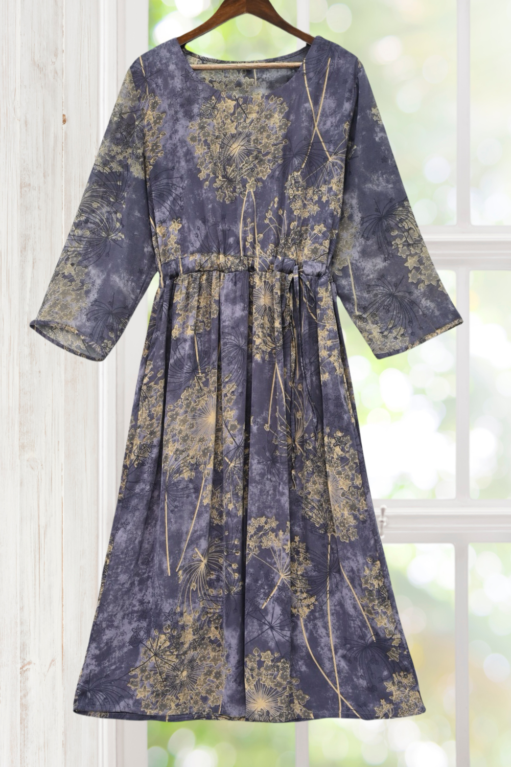 Julia Deep Purple Half Sleeves Floral Dress